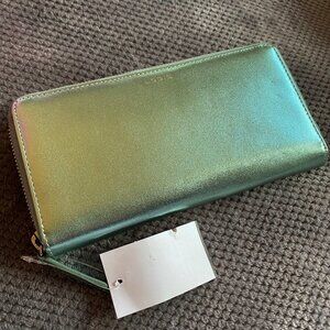 NWT Lodis Mint Metallic Leather Continental Wallet